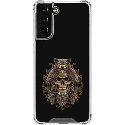 Skull and Owl by Sarah Richter Galaxy S21 FE Clear Case